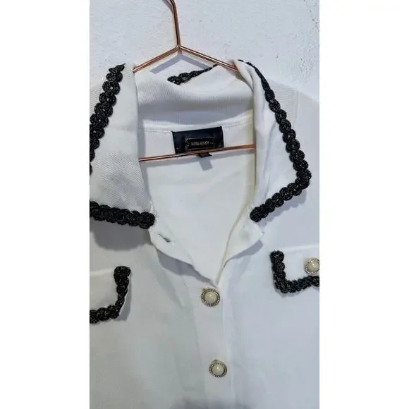 ALEXIA ADMOR White Colorblock Contrast Trim Pearly Buttons Odette Dress sz XL - Picture 10 of 16